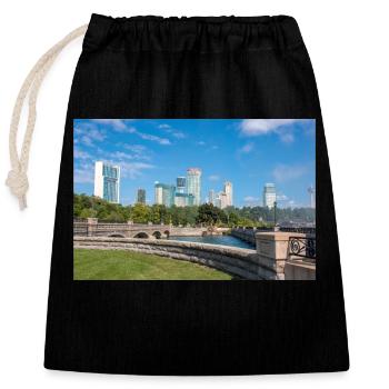 Die Skyline von Niagara City und das Panorama der Niagarafälle - Verschließbarer Geschenkbeutel aus Baumwolle (25x30cm) - Schwarz - Vorne