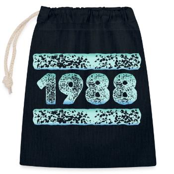 1988 - Closable cotton gift bag (25x30cm) - navy - Front
