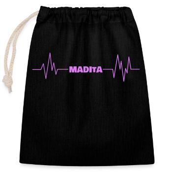 First name Madita - Closable cotton gift bag (25x30cm) - black - Front