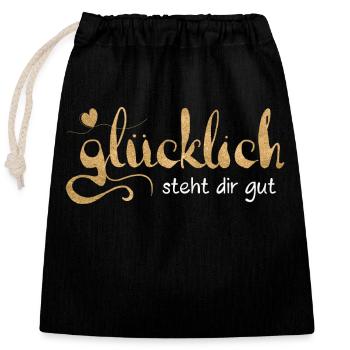 Happy looks good on you - Closable cotton gift bag (25x30cm) - black - Front