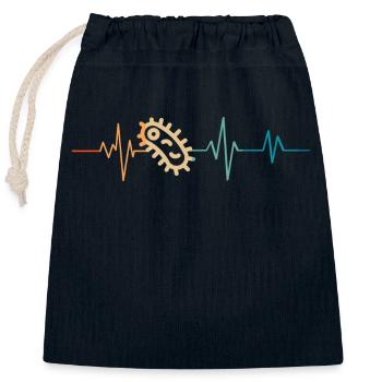 Battement de coeur rétro bactérie - Sac cadeau en coton avec cordon (25 x 30 cm) - bleu marine - Devant