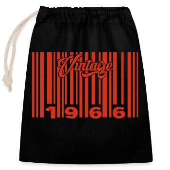Vintage 1966 Born In 1966 59 Year Old Bar Code Anniversai - Closable cotton gift bag (25x30cm) - black - Front