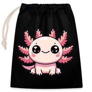 niedliches Axolotl - Verschließbarer Geschenkbeutel aus Baumwolle (25x30cm) - Schwarz - Vorne