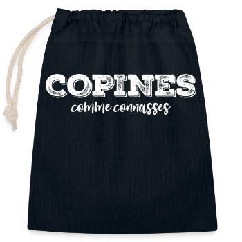 copines comme connasses - Sac cadeau en coton avec cordon (25 x 30 cm) - bleu marine - Devant