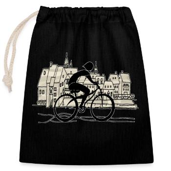 Radfahrer - Verschließbarer Geschenkbeutel aus Baumwolle (25x30cm) - Schwarz - Vorne