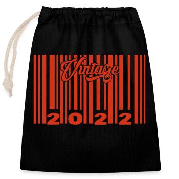 Vintage 2022 born in 2022 3 years bar code anniversair - Closable cotton gift bag (25x30cm) - black - Front