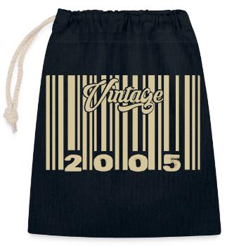 vintage 2005 Barcode 2005: Year 2025. - Closable cotton gift bag (25x30cm) - navy - Front