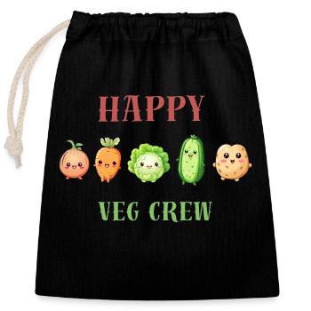 Happy Veg Crew Salad Funny Vegetables - Closable cotton gift bag (25x30cm) - black - Front