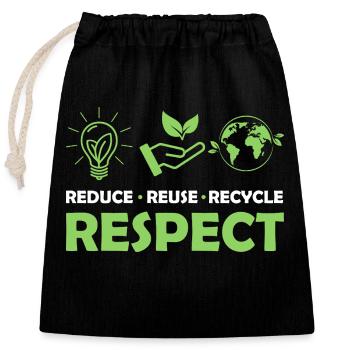 Réduire, Réutiliser, Recycler, Respecter, Planète, Environnemental - Sac cadeau en coton avec cordon (25 x 30 cm) - noir - Devant