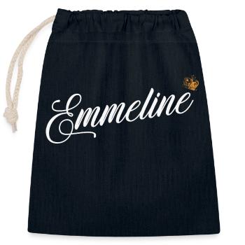 Emmeline Nom personnalisé pour Femmes, Enfants, Bambins - - Sac cadeau en coton avec cordon (25 x 30 cm) - bleu marine - Devant