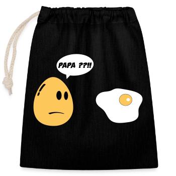 Eier-Papa - Verschließbarer Geschenkbeutel aus Baumwolle (25x30cm) - Schwarz - Vorne