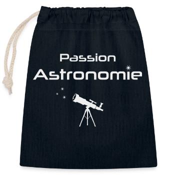 Passion astronomie - Sac cadeau en coton avec cordon (25 x 30 cm) - bleu marine - Devant