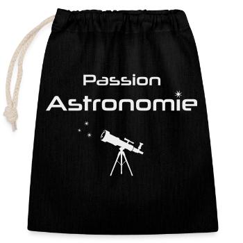 Passion astronomie - Sac cadeau en coton avec cordon (25 x 30 cm) - noir - Devant