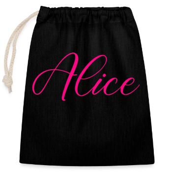 Nom Alice - Sac cadeau en coton avec cordon (25 x 30 cm) - noir - Devant