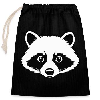 Waschbär - Cute Animal Sticker - Verschließbarer Geschenkbeutel aus Baumwolle (25x30cm) - Schwarz - Vorne