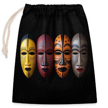 Masque africain - Sac cadeau en coton avec cordon (25 x 30 cm) - noir - Devant