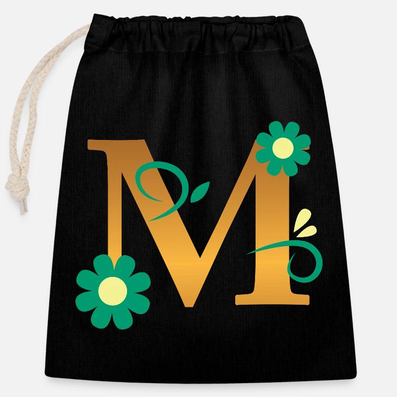 M - Verschließbarer Geschenkbeutel aus Baumwolle (25x30cm) - Schwarz