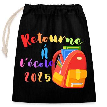 Back to School 2025 - Closable cotton gift bag (25x30cm) - black - Front