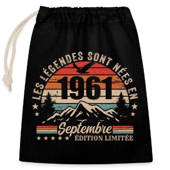 légendaire depuis septembre 1961 | septembre 1961 - Sac cadeau en coton avec cordon (25 x 30 cm) - noir - Devant