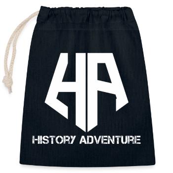 Histoire Aventure Logo - Sac cadeau en coton avec cordon (25 x 30 cm) - bleu marine - Devant