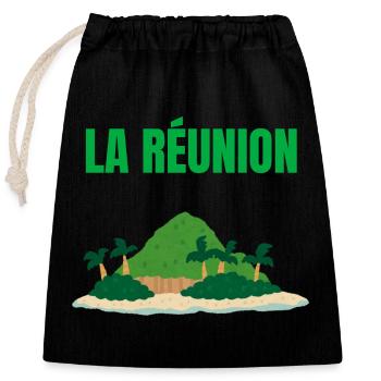 Tropisches T-Shirt auf der Insel La Réunion - Verschließbarer Geschenkbeutel aus Baumwolle (25x30cm) - Schwarz - Vorne