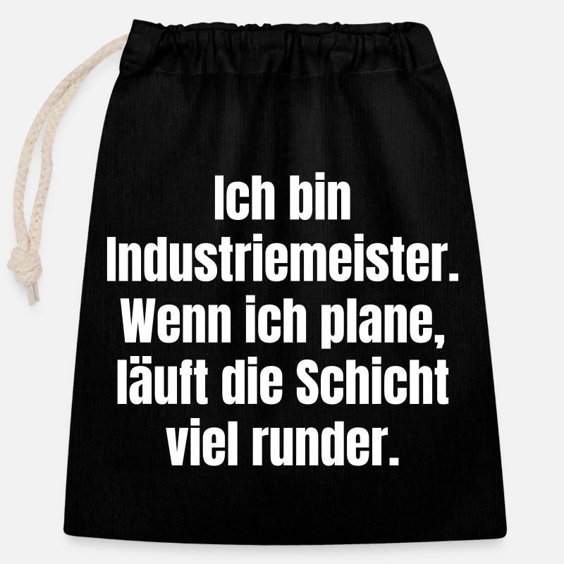Slogan de planification de contremaître industriel - Sac cadeau en coton avec cordon (25 x 30 cm) - noir