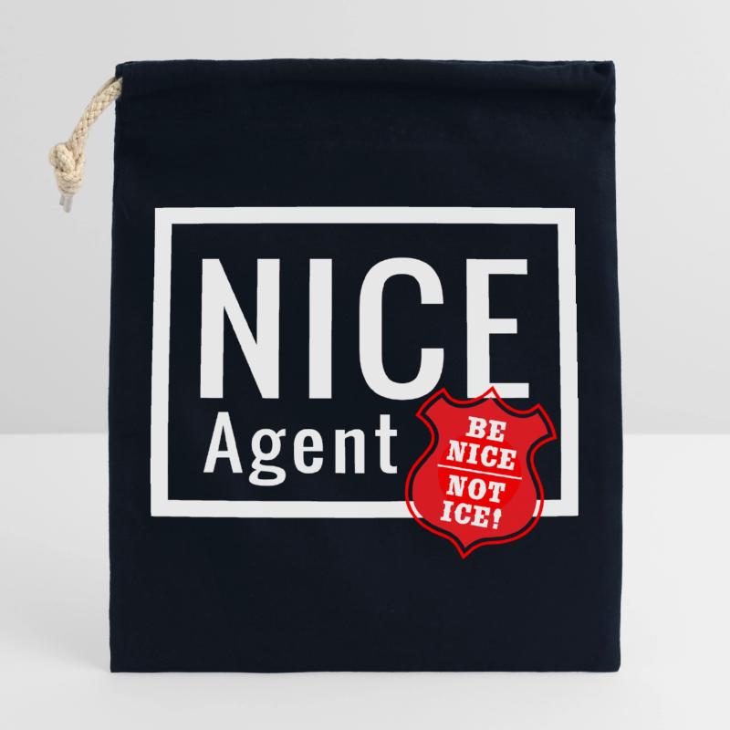 NICE Agent Logo with Statement Be Nice Badge Closable cotton gift bag (25x30cm)