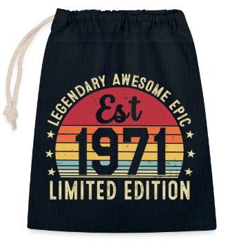 55th Anniversary - Vintage Gift 1971 - Closable cotton gift bag (25x30cm) - navy - Front