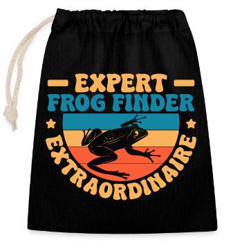 Attrapeur de grenouilles, expert en recherche de grenouilles extraordinaire - Sac cadeau en coton avec cordon (25 x 30 cm) - noir - Devant