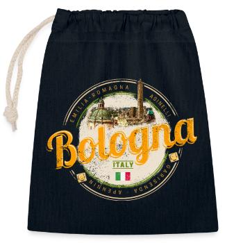 Bologna Emilia-Romagna mit Pasta Italien Souvenir - Verschließbarer Geschenkbeutel aus Baumwolle (25x30cm) - Navy - Vorne