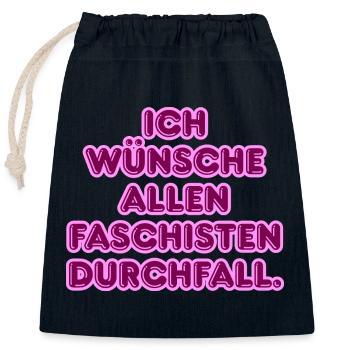 Gegen Faschisten Pink Protest - Verschließbarer Geschenkbeutel aus Baumwolle (25x30cm) - Navy - Vorne