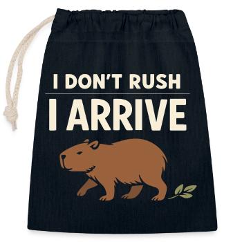 Cute Capybara Stress Reliever, No Stress, - Closable cotton gift bag (25x30cm) - navy - Front