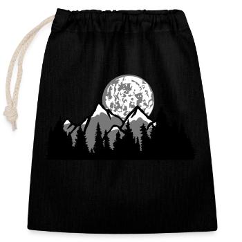 nuit lune pleine lune montagnes collines forêt montagneuses exp - Sac cadeau en coton avec cordon (25 x 30 cm) - noir - Devant
