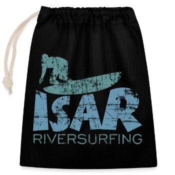 Isar Riversurfing (Vintage / Bleu Vert) - Sac cadeau en coton avec cordon (25 x 30 cm) - noir - Devant