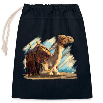 Camel - Closable cotton gift bag (25x30cm) - navy - Front