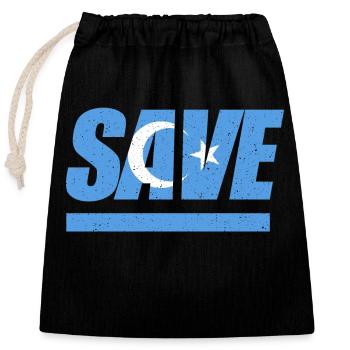 Save Uighurs East Turkestan - Closable cotton gift bag (25x30cm) - black - Front