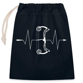 Compound bow archer heartbeat pulse motif - Closable cotton gift bag (25x30cm) - navy - Front