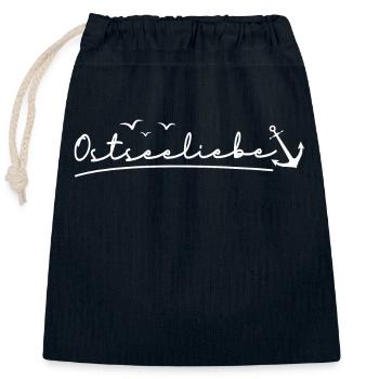 Anker Möwe Norddeutschland Ostseeliebe Spruch - Verschließbarer Geschenkbeutel aus Baumwolle (25x30cm) - Navy - Vorne