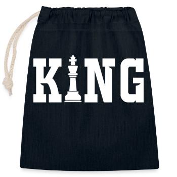 Schach König Schachbrett - Verschließbarer Geschenkbeutel aus Baumwolle (25x30cm) - Navy - Vorne