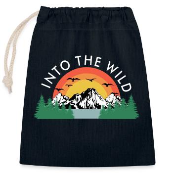 Into the wild climbers hiking hike - Closable cotton gift bag (25x30cm) - navy - Front