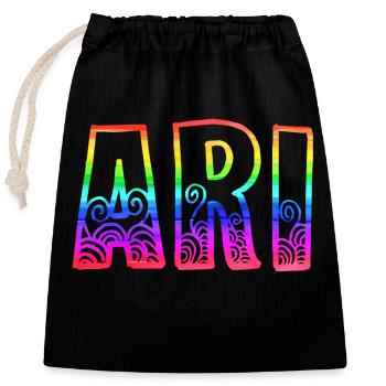 ari rs regenbogen - Verschließbarer Geschenkbeutel aus Baumwolle (25x30cm) - Schwarz - Vorne