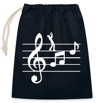 Instruments à vent pour flûte - Sac cadeau en coton avec cordon (25 x 30 cm) - bleu marine - Devant