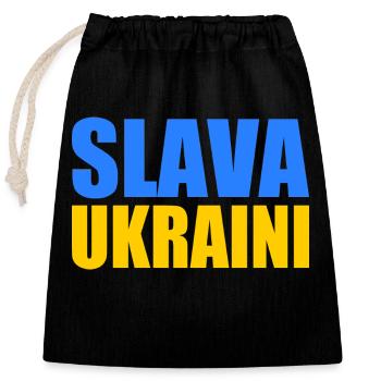 Slava ukraini - Closable cotton gift bag (25x30cm) - black - Front