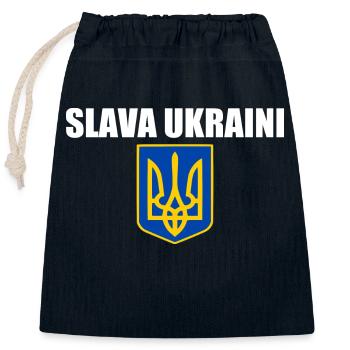 Slava ukraini - Closable cotton gift bag (25x30cm) - navy - Front