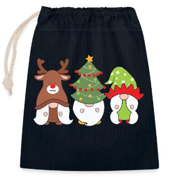 Christmas Santa Claus Gnomies - Closable cotton gift bag (25x30cm) - navy - Front