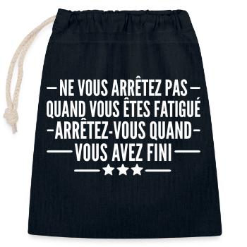 citation motivation - Sac cadeau en coton avec cordon (25 x 30 cm) - bleu marine - Devant