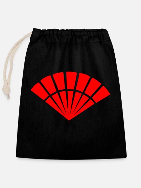 Symbole japonais, éventail - Sac cadeau en coton avec cordon (25 x 30 cm) - noir