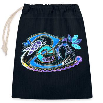 zen sans fond sans tour inverse2 - Sac cadeau en coton avec cordon (25 x 30 cm) - bleu marine - Devant