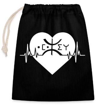 Battement du cœur amazigh Kabyle - Sac cadeau en coton avec cordon (25 x 30 cm) - noir - Devant