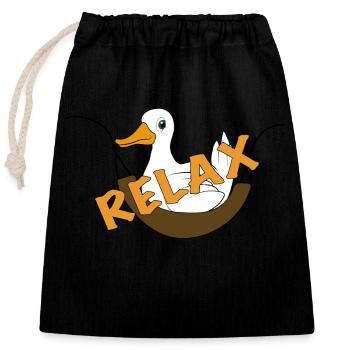 Drôle de canard disant relax - Sac cadeau en coton avec cordon (25 x 30 cm) - noir - Devant